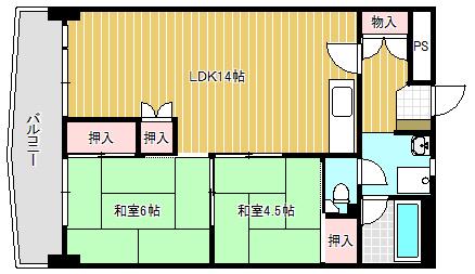 成田ハイツ(2LDK/5階)の間取り写真