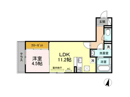 フレッチェ・ボスコIII(1LDK/1階)の間取り写真