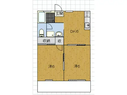 フレグランス大南(2DK/1階)の間取り写真