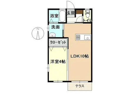 サウスヒルズC(1LDK/1階)の間取り写真