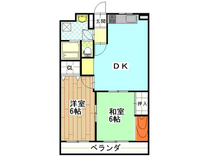 ラ・ボンヴィ・あいづ(2DK/6階)の間取り写真