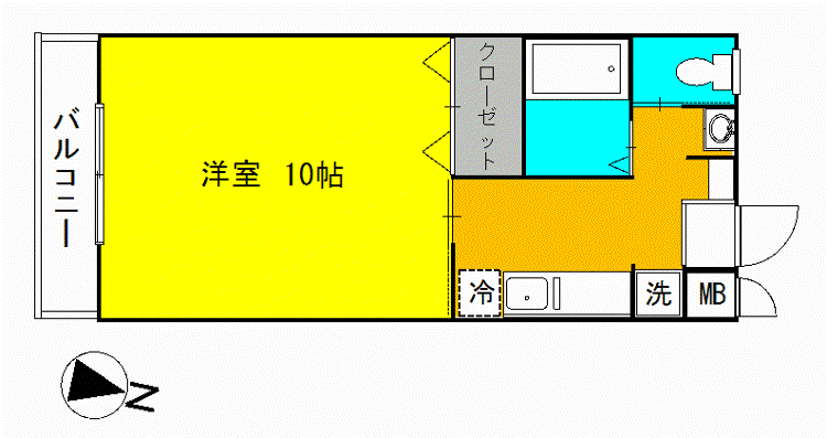 オークヒルズ(1K/1階)の間取り写真