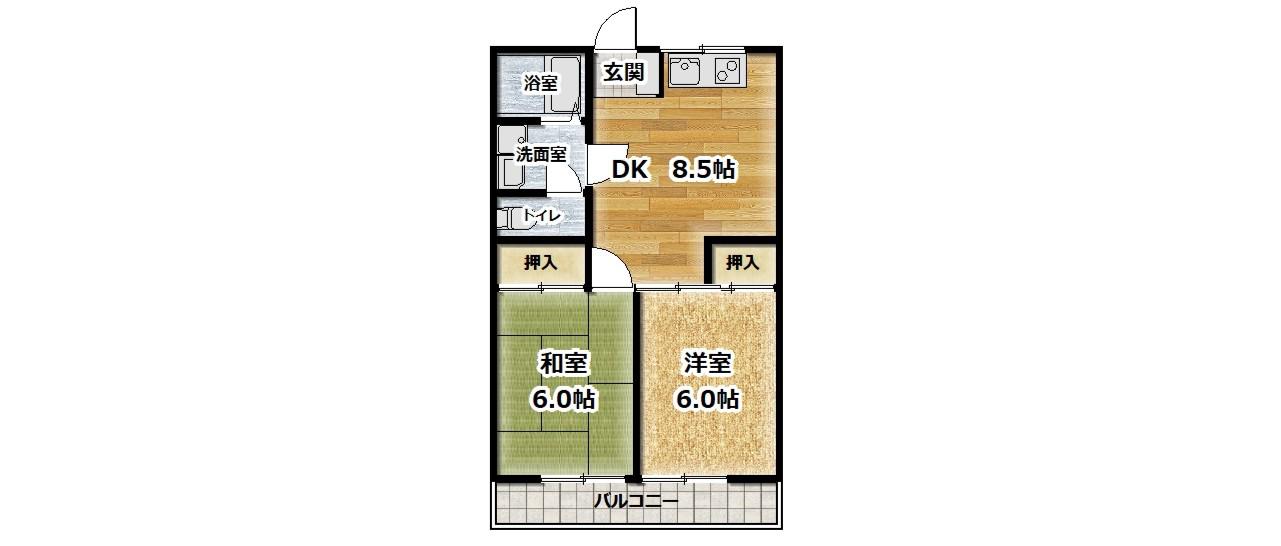 シティーハイツ太田(2DK/1階)の間取り写真