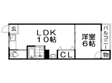 田井ハイツ(1LDK/4階)の間取り写真