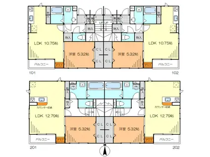 アドラブルV(1LDK/2階)の間取り写真