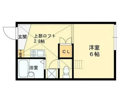 フレーズ弐番館(1K/2階)の間取り写真