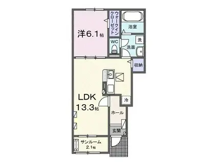 アドラブールC(1LDK/1階)の間取り写真