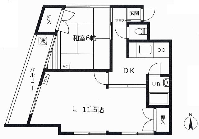 シティ・クレドール(1LDK/4階)の間取り写真