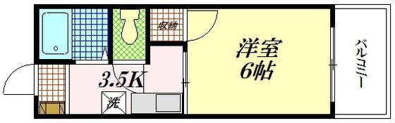 メゾン石井城(1K/2階)の間取り写真