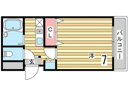 シャルマンフジ須磨壱番館(1K/2階)の間取り写真