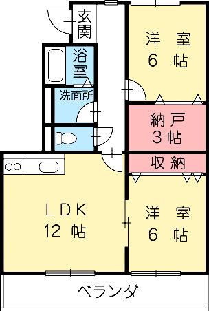 アスピア安曇野マンション(2LDK/1階)の間取り写真
