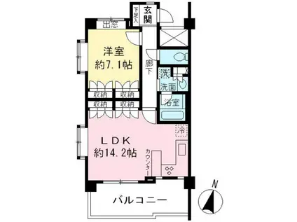 エストライフつつじヶ丘三番館(1LDK/1階)の間取り写真