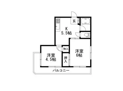 コアクレスト高津(2DK/1階)の間取り写真