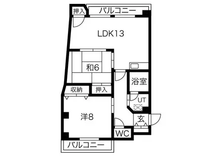 阪神ハイグレードマンション1番館(2LDK/9階)の間取り写真
