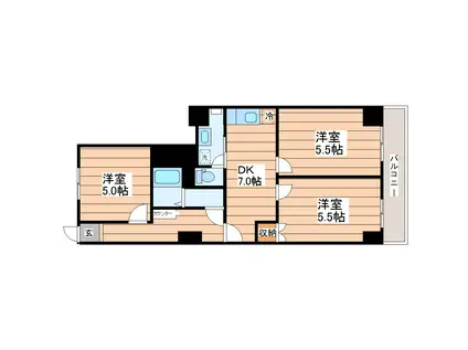 仙台ファーストマンション(3DK/4階)の間取り写真