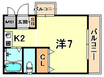 ルミエールROKKO(ワンルーム/3階)の間取り写真