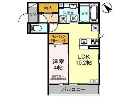 サウス AUBERGE(1LDK/1階)の間取り写真