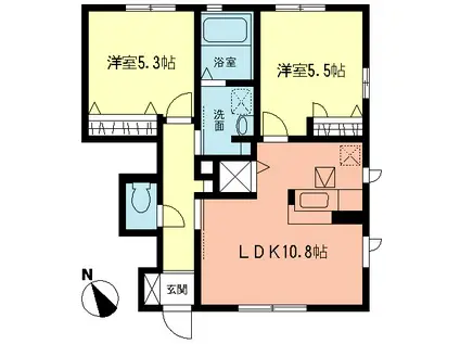 アクタス湘南II(2LDK/1階)の間取り写真