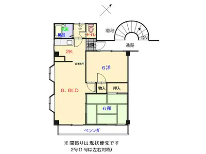 中野ビル(2LDK/3階)の間取り写真