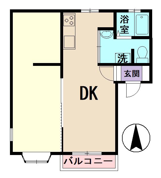 レジデンス金岡(1DK/2階)の間取り写真