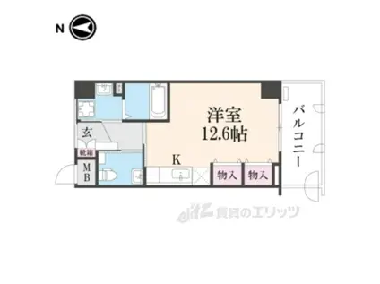 リヴァーウエスト西野山(ワンルーム/2階)の間取り写真