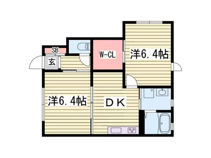 ラ・シャンス(2DK/1階)の間取り写真