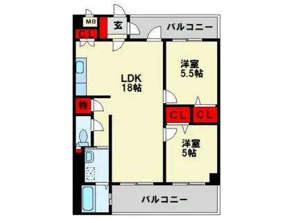 ピボットコート今池(2LDK/3階)の間取り写真