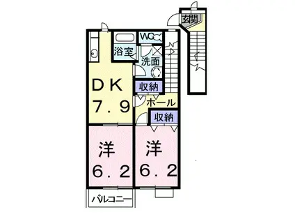 エイトゥリーズ(2DK/2階)の間取り写真