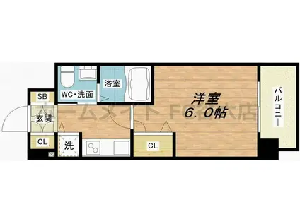 エスリード谷町6丁目(1K/5階)の間取り写真