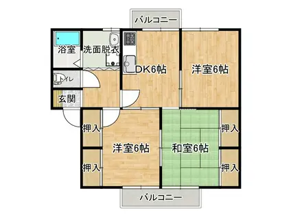 パークハイムアハト(3DK/2階)の間取り写真