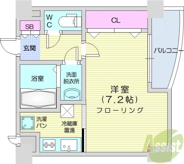 ラピス雨宮(1K/6階)の間取り写真