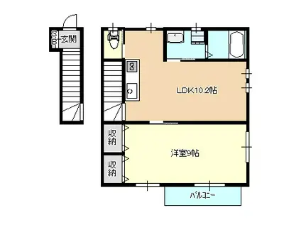 エフプレスト土支田 B棟(1LDK/2階)の間取り写真