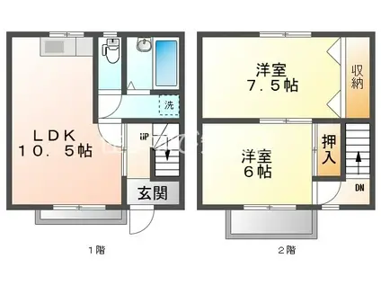 コーポ末広1(2LDK/1階)の間取り写真