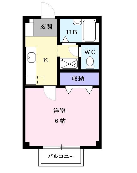 イグレック楯B(1K/2階)の間取り写真