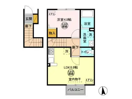 グラマードマレIX(1LDK/2階)の間取り写真