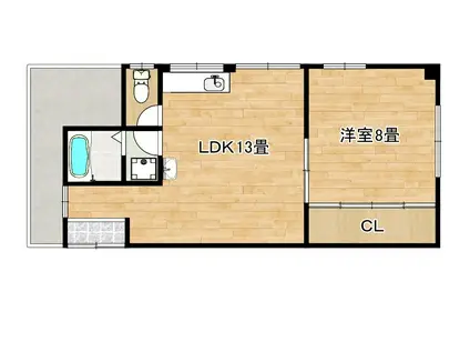 藤原ビル(1LDK/3階)の間取り写真