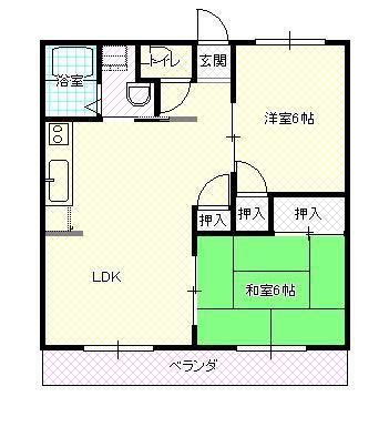 晃七第一マンション(2LDK/1階)の間取り写真