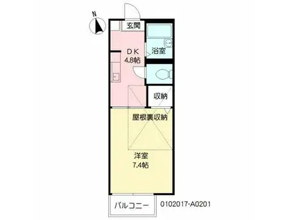 ジュネス(1DK/2階)の間取り写真