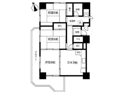 リバーサイドみやこし(3DK/7階)の間取り写真