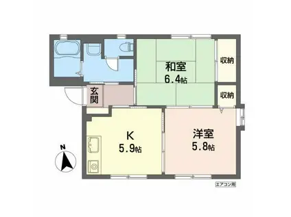 ウエストプラザ二見(2K/1階)の間取り写真