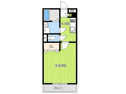 ブランドール峰(1K/3階)の間取り写真