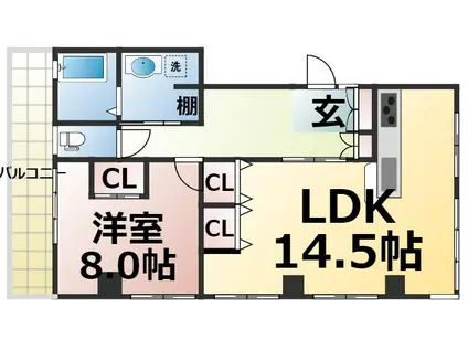 兵田ビル(1LDK/3階)の間取り写真