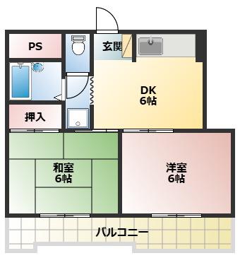 ホワイトスワン明石(2DK/3階)の間取り写真