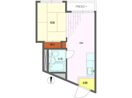 Tビル(1DK/3階)の間取り写真