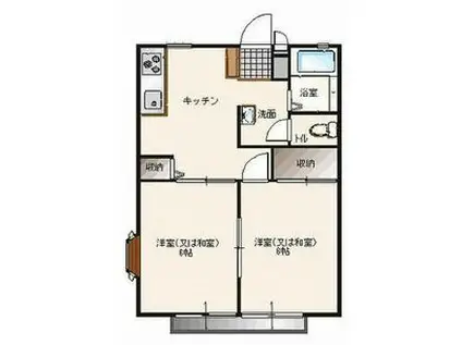 アメニティハイツA棟(2DK/1階)の間取り写真