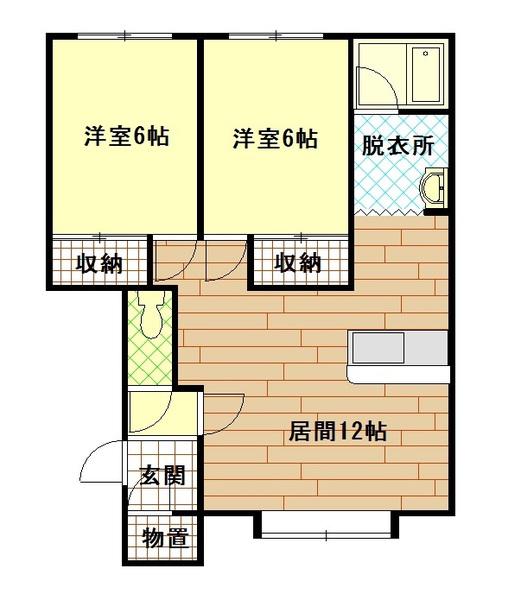 プロビデンスA棟(2LDK/1階)の間取り写真