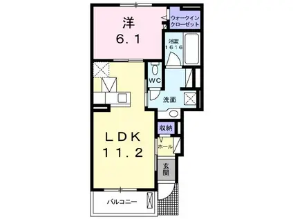 クレモンティーヌ A(1LDK/1階)の間取り写真