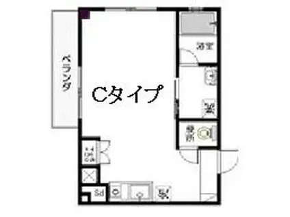 シアトル(ワンルーム/4階)の間取り写真