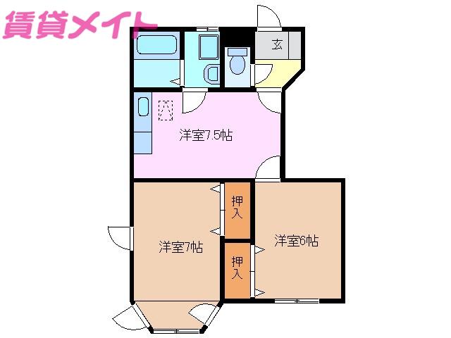 サンヒルズ生桑台 I(2DK/1階)の間取り写真