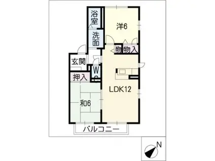 ビューテラス佐野A棟(2LDK/1階)の間取り写真